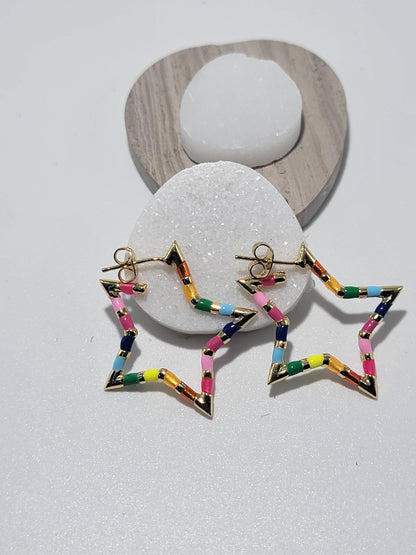 Pendientes en forma de estrella, Multicolor, Stainless Steel