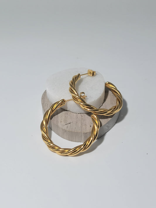 Pendientes Aros Entrelazados, Stainless Steel, Oro