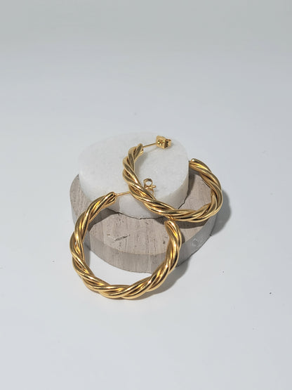 Pendientes Aros Entrelazados, Stainless Steel, Oro