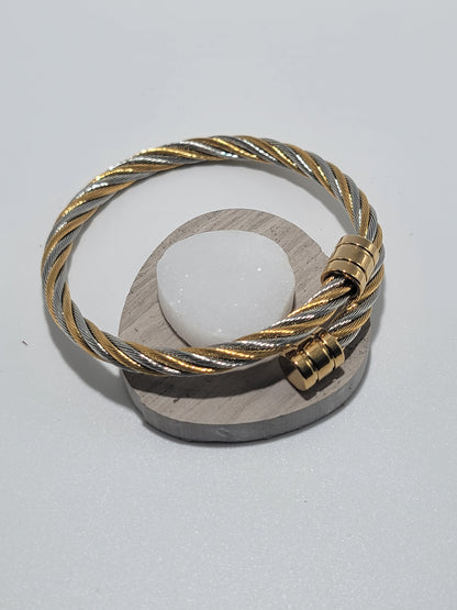 Pulsera, sortija y pendientes, Stainless Steel, Oro y Plata, Set de tres piezas