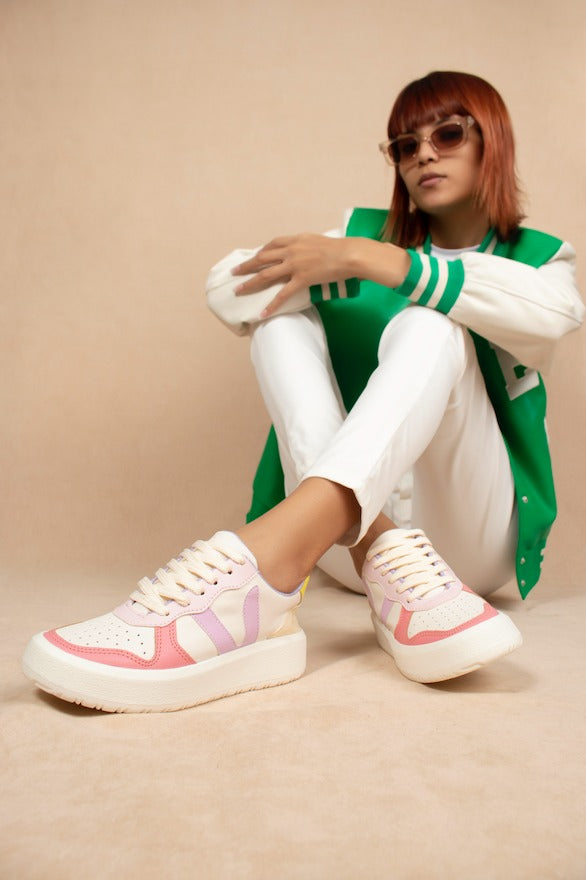 Zapatilla, Blanco, Rosa y Violeta - Sneaker  Ivy 1